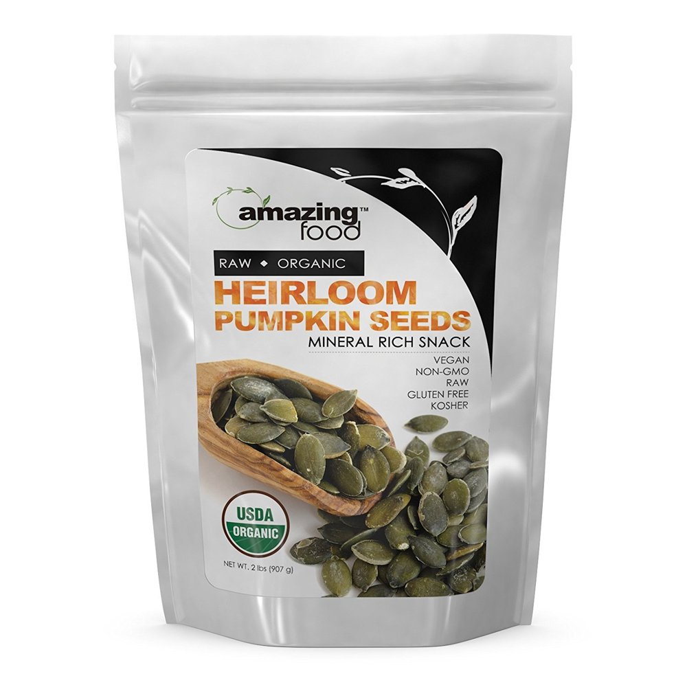 Amazing Food USDA Certified Organic Heirloom Pumpkin Seeds 2 Lbs (907 g) Vegan NonGmo Raw
