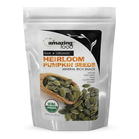 Kosher Vegan Gluten Free - Amazing Food USDA Certified Organic Heirloom Pumpkin Seeds 2 Lbs (907 g) Vegan Non-Gmo Raw Gluten Free Kosher