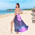 thumbnail image 6 of FORMRS Womens Long Sarong Beach Wrap Semi-Sheer Bikini Skirt Bathing Swimsuit Cover Up, Pink Neon Road, 6 of 7
