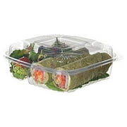 Eco-Products Clear Plastic Disposable Take Out Clamshell Container, Eco-Friendly PLA Plastic Compostable Food Container, 8" x 8" 3 Compartment, Case of 160