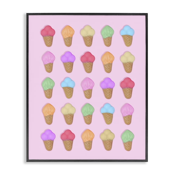 Stupell Industries Contemporary Ice Cream Shaped Candies Black Framed Giclee Art, 11 x 14, by LISH Creative