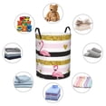 thumbnail image 4 of Balery Gold Glittering Hearts and Flamingos Cesta de ropa redonda con asas, impermeable, independiente, para ropa, juguetes, dormitorio y familia-Small, 4 of 6