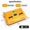 thumbnail image 4 of SUNBAT DCB102 Replacement for DeWalt Battery Charger Station Compatible with Dewalt 12V/20V Battery Charger Work with Dewalt 20V Battery and Tools, 4 of 9