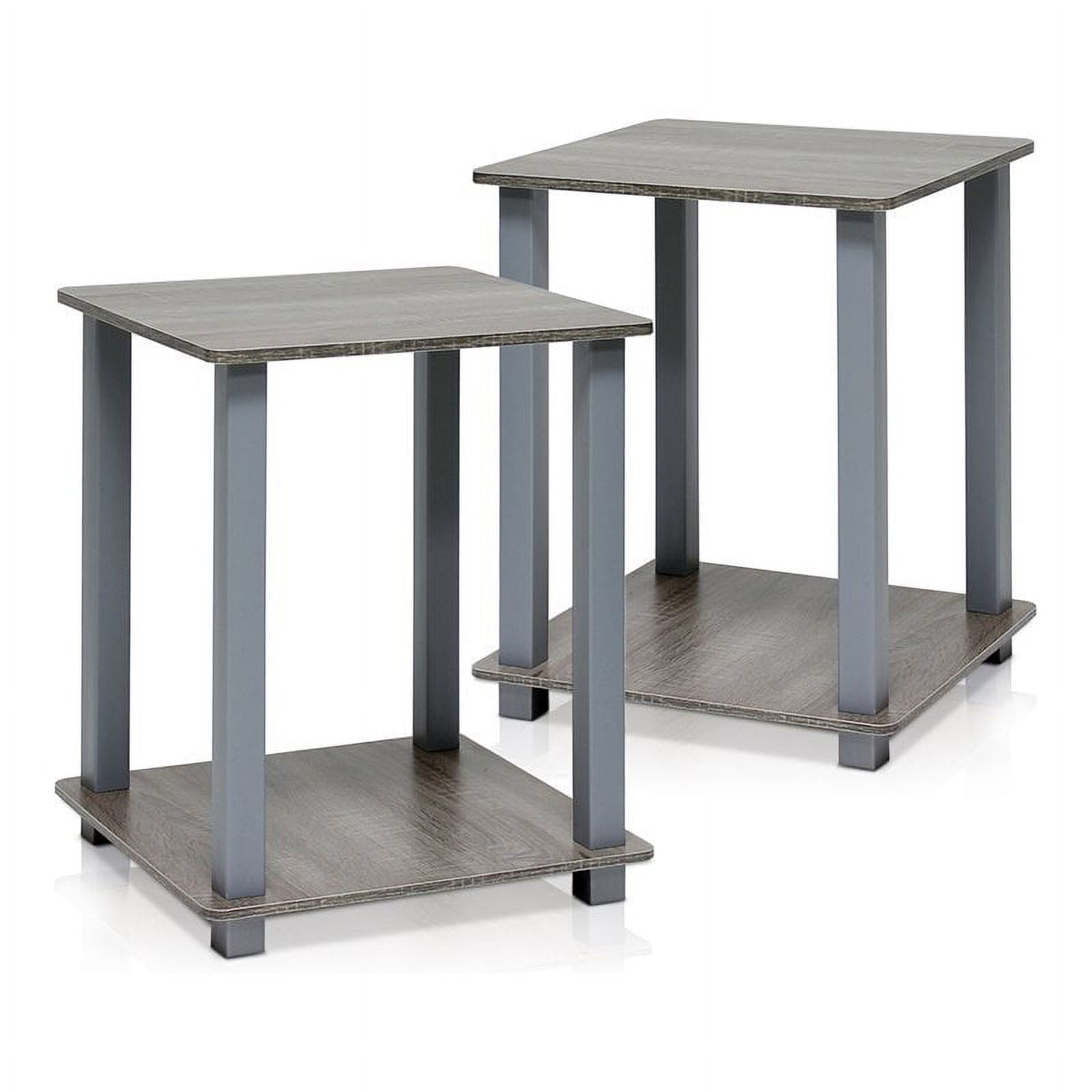 Furinno Simplistic End Table, Set of Two, French Oak/Grey