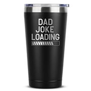 Dad Joke Loading - 16 oz Black Insulated Stainless Steel Tumbler w/Lid Mug Cup for Men - Birthday Fathers Day Christmas Ideas from Daughter Son Wife - Father Dads Padre Gifts Idea Kid Children