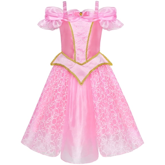 Girls Dress Princess Aurora Costume Briar Rose Dress Up Pink 4 Years