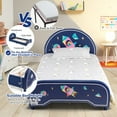 thumbnail image 4 of Costway Kids Upholstered Platform Bed Children Twin Size Wooden Bed Rocket Pattern, 4 of 10