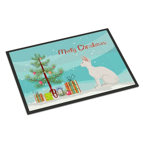 Carolines Treasures CK4802JMAT 24 x 36 in. Sphynx No.3 Cat Merry Christmas Indoor or Outdoor Mat