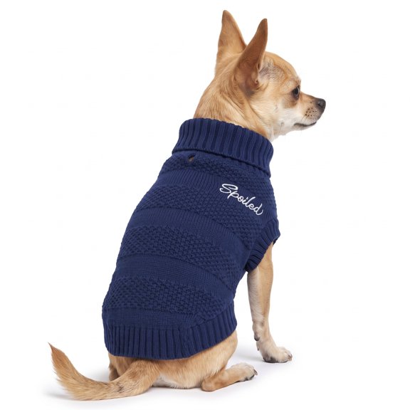 Vibrant Life Holiday Waffle Knit Spoiled Sweater for Dogs and Cats, Blue, XS