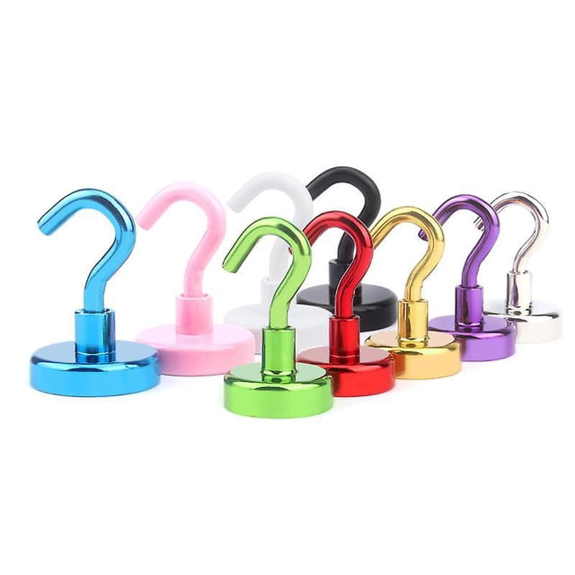 Kne16 (fuerza de tracción máxima 8 kg, 9 ganchos magnéticos resistentes, imán fuerte con gancho para nevera, súper neodimio para colgar,