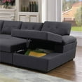 thumbnail image 6 of Alexent L-Shaped Sleeper Sectional Sofa with Storage Chaise, High-Density Foam Upholstered Convertible Pull-Out Bed, Tufted Linen Fabric Couch for Living Room, Apartment, Dark Gray, 6 of 8