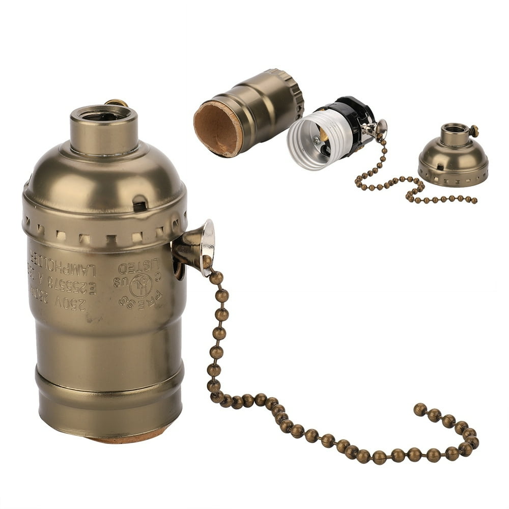 YLSHRF E27 Aluminum Vintage Light Socket with Pull Chain Desk Table