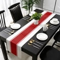 thumbnail image 3 of Red Solid Color Texture Table Runner 108 Inches Long, Simple Red Stripes Kitchen Coffee Dining Table Decoration for Home Party Birthday Wedding Home Decor 13x108 Inches, 3 of 8