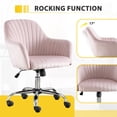 thumbnail image 5 of SYNGAR Home Office Desk Chairs with Adjustable Height, Velvet Criss Cross Chair with Wheels, 360 Degree Swivel Modern Ergonomic Home Office Chair with Armrest and Backrest, Pink, 5 of 7