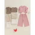 thumbnail image 3 of Caoirhny Toddler Baby Girls Pants Set 6 12 18 Months 2T 3T 4T Long Sleeve Crew Neck T-shirt with Pants Clothing Set Fall Outfit, 3 of 9