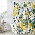 thumbnail image 4 of Lemon Bird Bathroom Shower Curtains with 12 Hooks Polyester Waterproof Shower Curtain for Stalls and Bathtubs Watercolor Yellow Green Foliage Flower Leaf Decorative Bathroom Curtain 60x72 Inches, 4 of 8