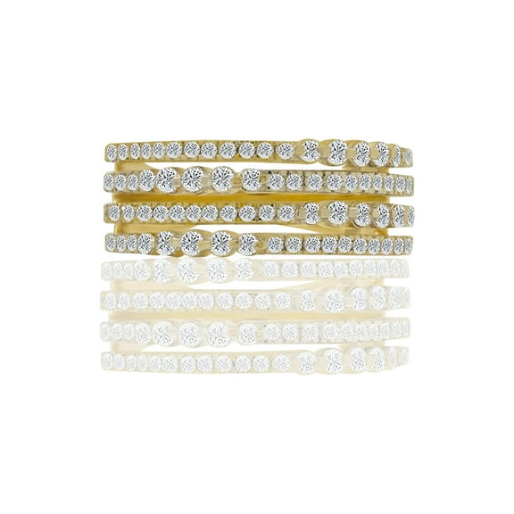 KohinoorGems 0.63 Ct GH/SI Natural Diamond 14K Yellow Gold Multi Row Wedding Band