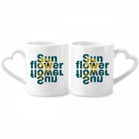 

sun sunflower flowers couple porcelain mug set cerac lover cup heart handle