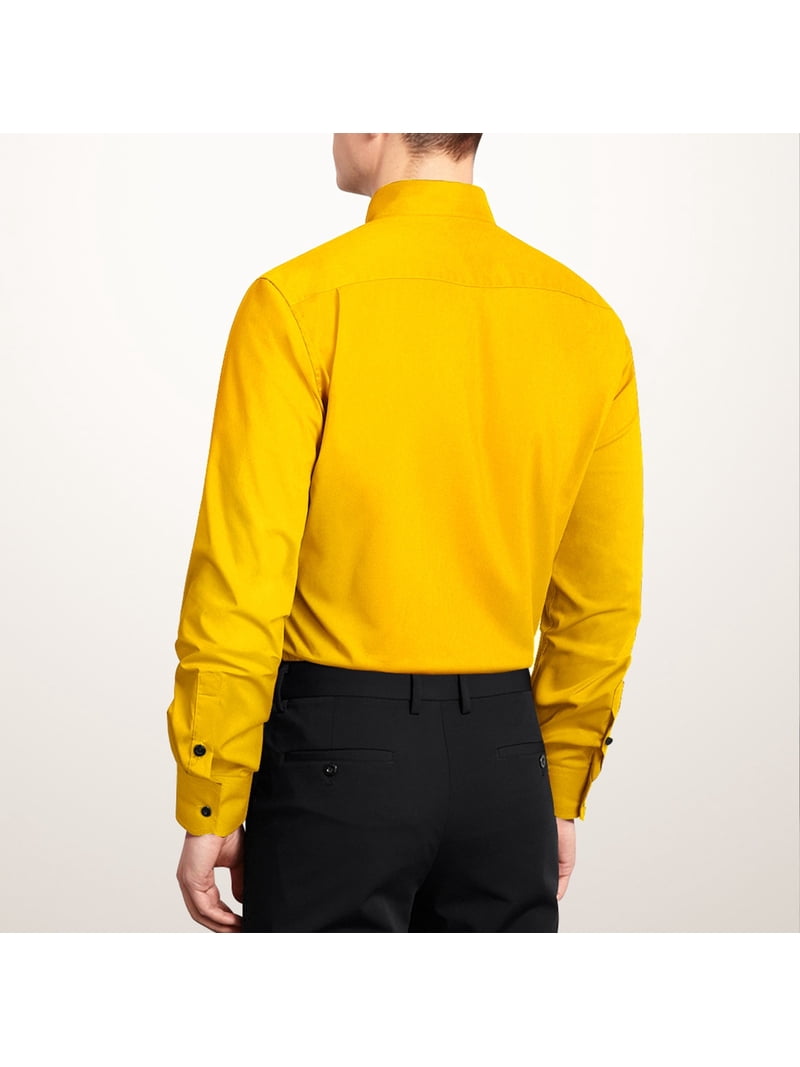 Hisdern Men's Yellow Dress Shirt with Pocket - Formal & Casual 2XL Hisdern Men's Yellow Dress Shirt with Pocket - Formal & Casual 2XL