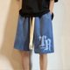thumbnail image 2 of Pantalones cortos con estampado de espuma y letras americanas para hombre, pantalones cortos de verano a la moda de hip hop Y2K, pantalones cortos de baloncesto para gimnasio y ropa de calle para homb, 2 of 5