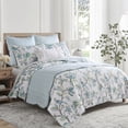 thumbnail image 4 of Levtex Home Martha Stripe Spa Reversible King / Cal King Quilt Set (106x92in) with 2 Pillow Shams (36x20in) - Stripe Bedding - Spa, White - Cotton King Size Quilt Bedding Set - Scalloped Edge, 4 of 5