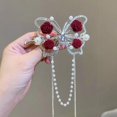 thumbnail image 3 of 2 horquillas elegantes con borlas, mariposas, rosas y perlas, con clip lateral antiguo que se moverá, pinzas de mariposa, horquillas decorativas de moda, 3 of 4