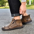 thumbnail image 5 of Men's High Top Loafers -Handcrafted Waterproof Leather Shoes, Ankle Boots with Side Zipper, Non-Slip Outdoor Sneakers, Warm Slip-On Footwear for Hiking Casual Walking, 5 of 7