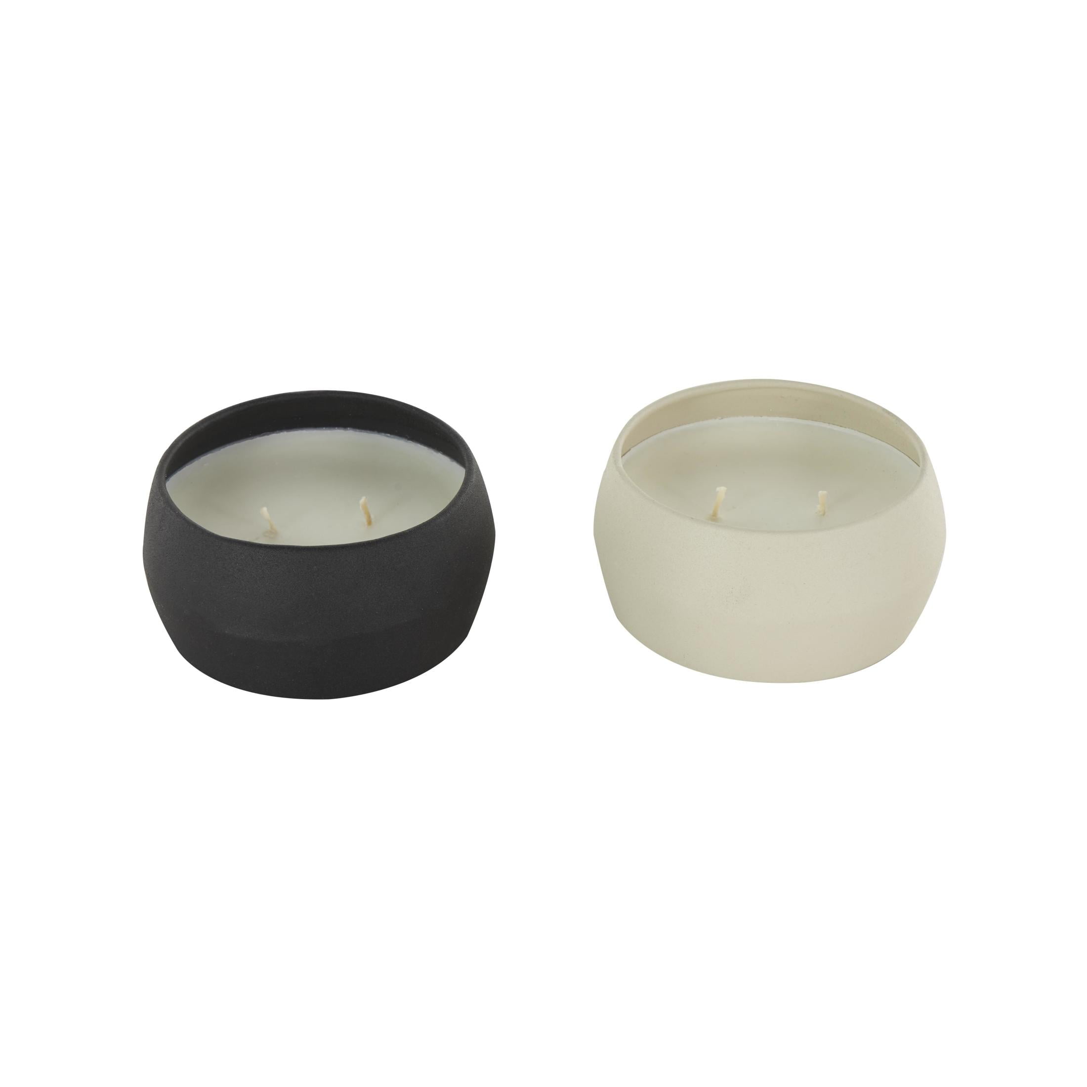 DecMode 2 Holder Multi Colored Metal Apple Cinnamon / Creamy Vanilla Swirl Scented Textured 9oz 2 Wick Candle with White Wax, (Set of 2)