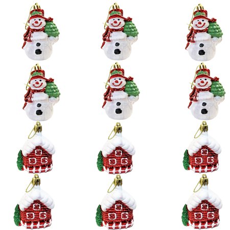 Christmas Decor Doll Snowhouse And Snowman Hanging Ornaments Table
