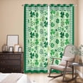 thumbnail image 3 of St. Patrick's Day Kitchen Curtains 96 Inch Length, Lucky Shamrock Clover Green Plant Grommet Top Bedroom Living Room Curtains, Light Filtering Cafe Curtain Drapes 2 Panels Set 104''x96'', 3 of 9