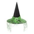 thumbnail image 2 of Witch Hat with Lace Face Cover 13 Inch Halloween Costume Accessory Adult Kids Party Decor Cosplay Witch Hat Orange Black White Green, 2 of 6