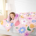 thumbnail image 4 of Feelyou Pink Groovy Flower Queen Comforter Set, Kawaii Cartoon Floral Bedding Sets, Teens Kids Girls Women Reversible Bedding Comforter Set, Breathable Home Decor, 3-Piece, 4 of 8
