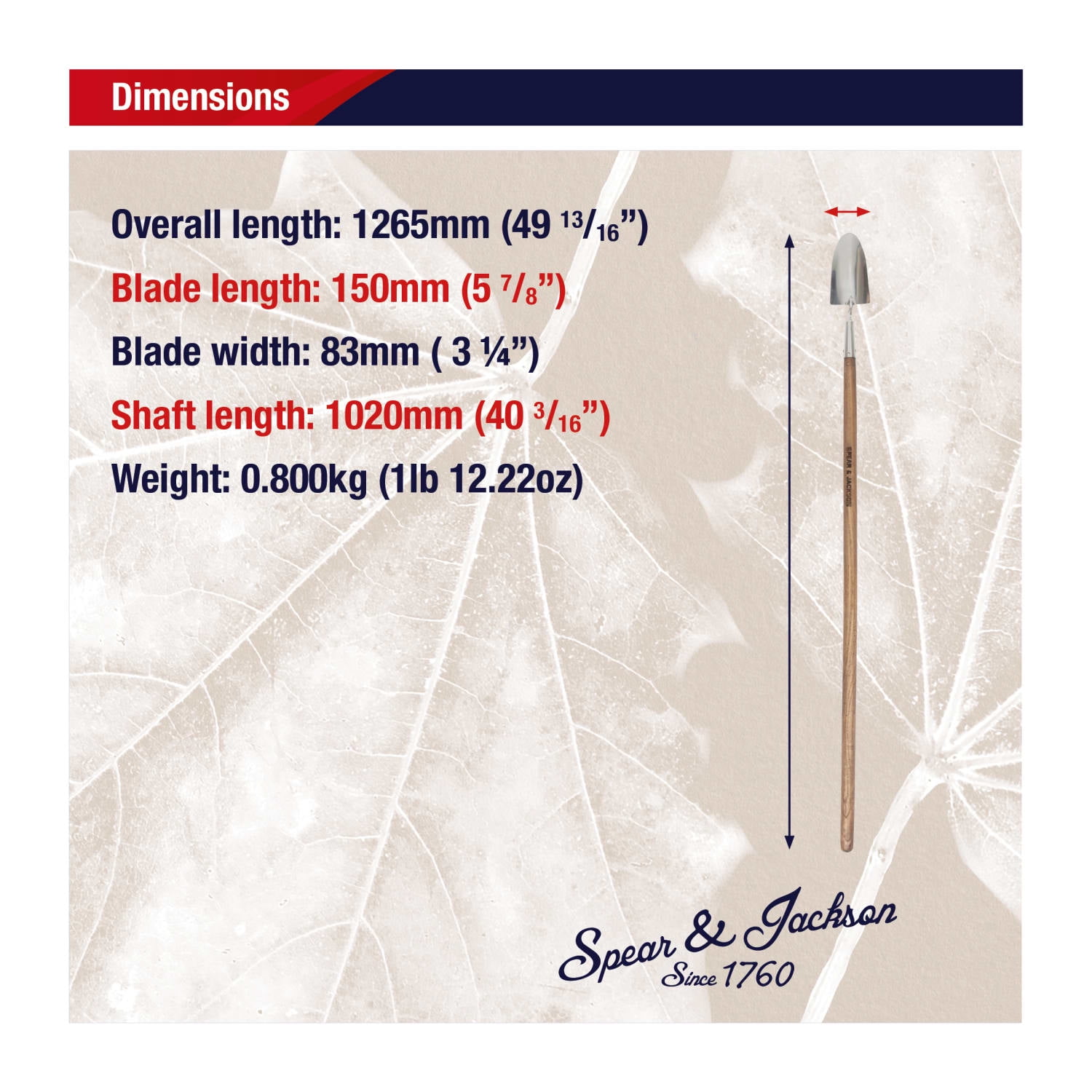 Spear & Jackson Stainless Steel Long-Handled Trowel, Durable Gardening Tool with Ergonomic Handle for Effortless Digging