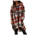 thumbnail image 3 of Plaid Trench Coat Womens Windbreaker Jacket Printed Shirt Zipper Irregular Jacket, 3 of 9