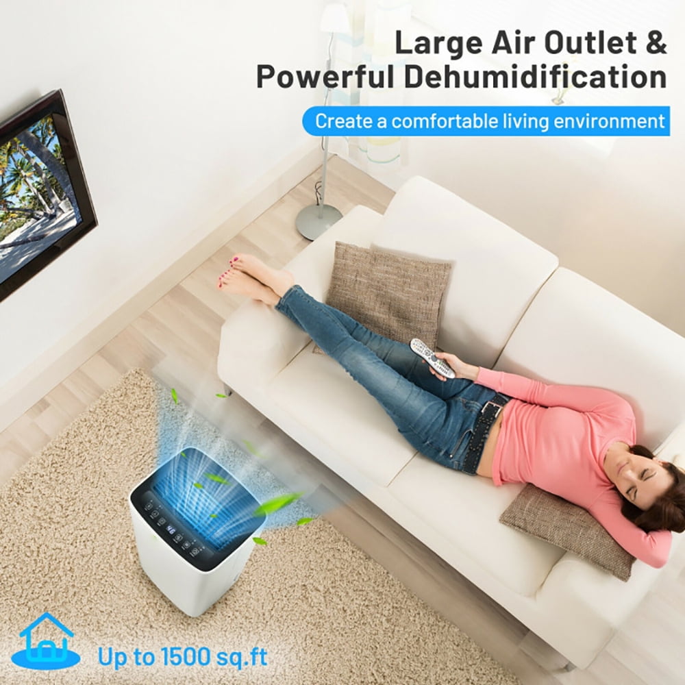 Topcobe 24 Pints 1500 Sq Ft Portable Dehumidifier for Medium To Large Spaces, Quiet Bladeless Floor Powerful Fan for Room Office, White