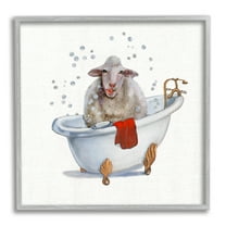 Stupell Industries Shaggy Sheep in Bubble Bath Playful Farm Animal, 24 x 24, Design by Donna Brooks