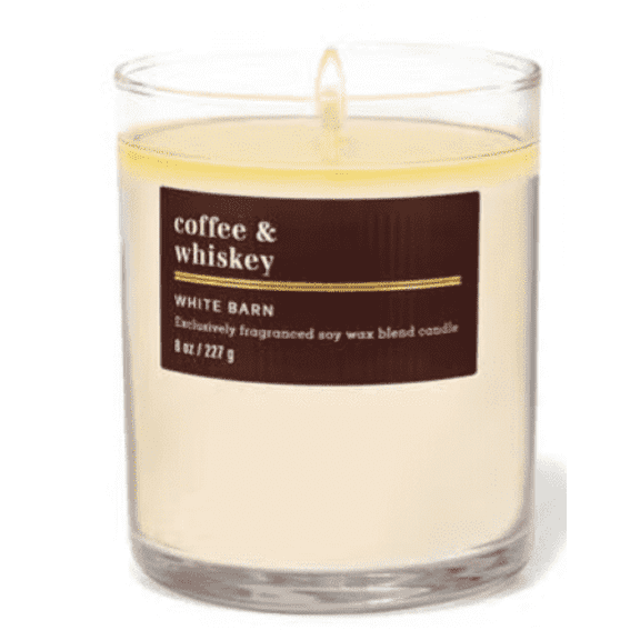 Bath & Body Works White Barn Coffee & Whiskey Single Wick Candle 8 oz