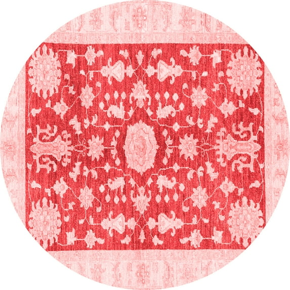 Ahgly Company Indoor Round Oriental Red Traditional Area Rugs, 7' Round