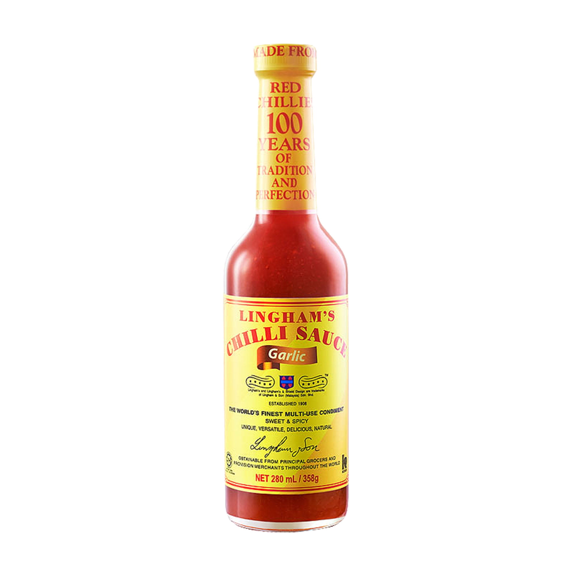 Lingham's Hot Sauce 3 Varieties: Original, Extra Hot, Garlic 12.6 Fl. Oz. Each (Pack of 3)