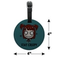 thumbnail image 6 of Stay Creepy Girl with Hearts and Bow Round Leather Luggage Card Suitcase Carry-On ID Tag, 6 of 7