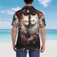 thumbnail image 4 of Honeii Flower Cat Couple Print Men’s Hawaiian Shirt,Classic Button-Down Short Sleeve Shirt, for Beach, Vacation, and Outdoor Activities,Medium, 4 of 7
