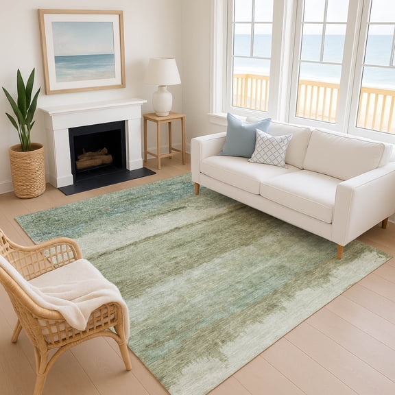 Addison Rugs Mayfield Premium Machine Washable Transitional Modern Green Rectangle Rug, 10' x 14'