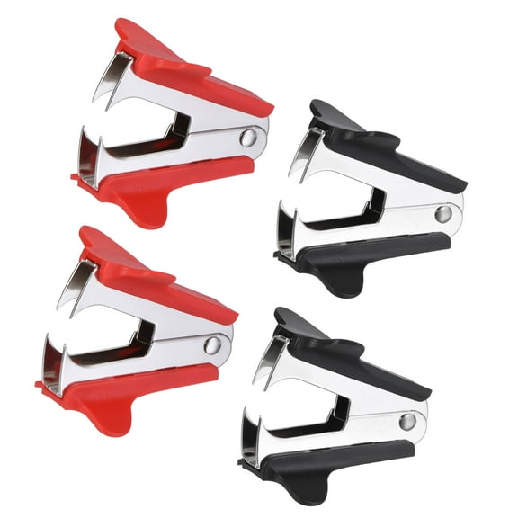 Uxcell Staplers Puller Steel Jaw Office Home Staple Remover Tools, Black Red 4 Pack