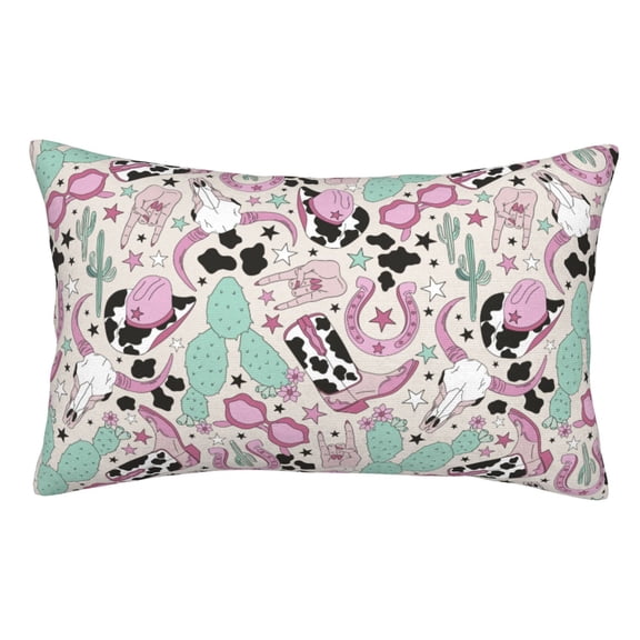 Rateoe West Cowgirl Disco Pattern Decorative Pillow Case,Throw Pillow Covers,Plush Pillow Cover,Soft Pillow Case,Velvet Pillow Case-14"x20"