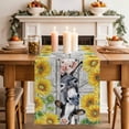 thumbnail image 4 of Farmhouse Cotton Linen Table Runner for Dining Kitchen, Watercolor Sunflowers Animals Printed Wood Grain Wedding Outdoor Party Tablerunners, Dresser Scarf Coffee Tablecloth Runners 13x108 Inches, 4 of 9