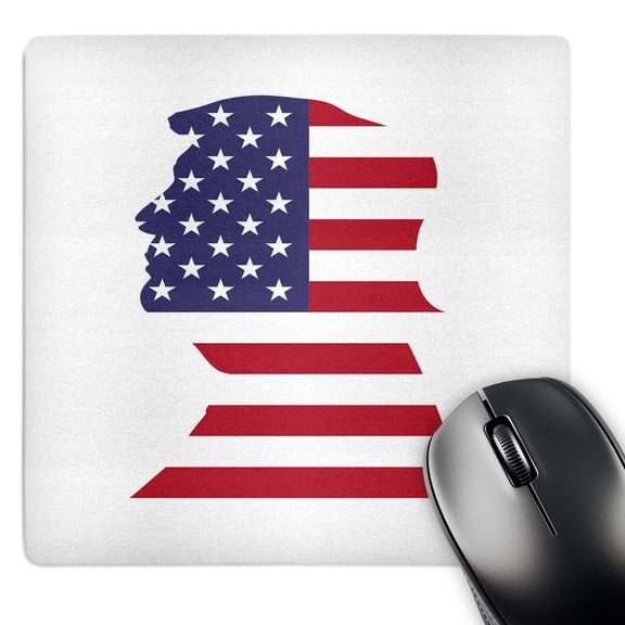 3dRose, USA American Flag Stars and Stripes-Patriotic Shape-Donald Trump-White, MousePad