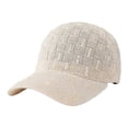 thumbnail image 2 of Summer Sales LSONABXA Saving $5 Beige Baseball Caps for Women Vertical Pearl Knit Baseball Cap Fresh Casual Hat Muslim Hat for Women, 2 of 4