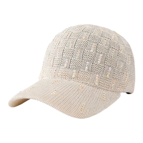 QASIEATN Modern Fit Baseball Caps for Women Vertical Pearl Knit Baseball Cap Fresh Casual Hat Fall Fashion Accessories