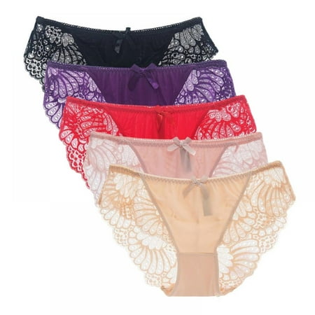 

Xmarks Women s Sexy Underwear 5 Packs Lace Panties Low Waisted Plus Size Ladies Brief M-3XL