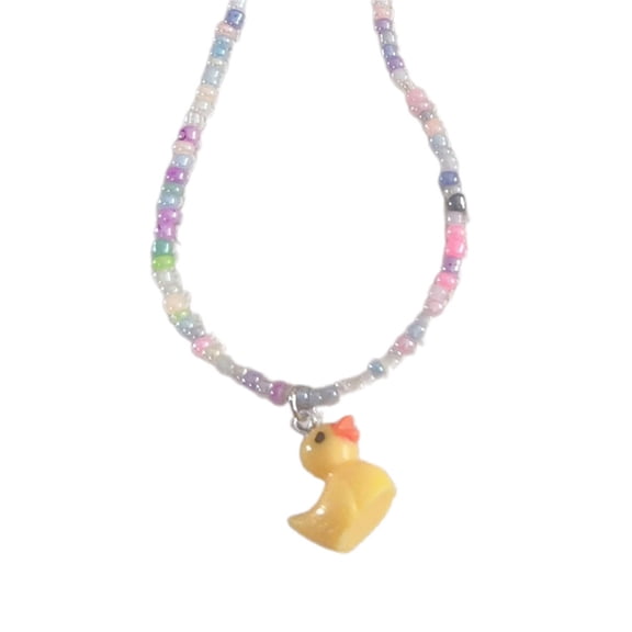Multicolored Duck Necklace Small Beads Stretch Neckchains for a Stylish Look